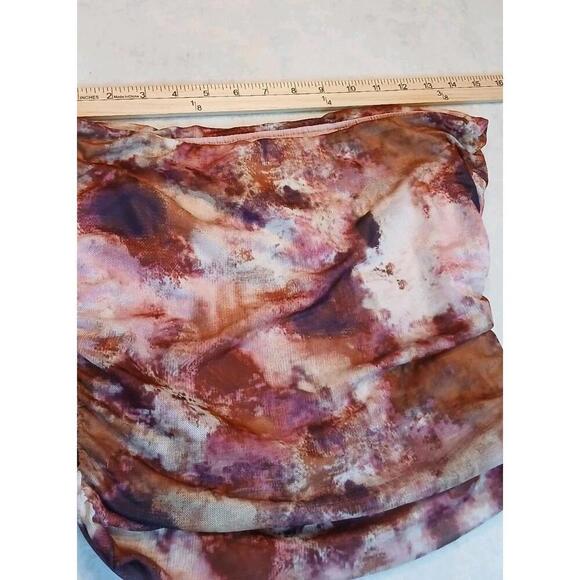 LuLus Pink Multi Abstract Print Mesh Strapless Tank Top Size Large Boho - Picture 8 of 8
